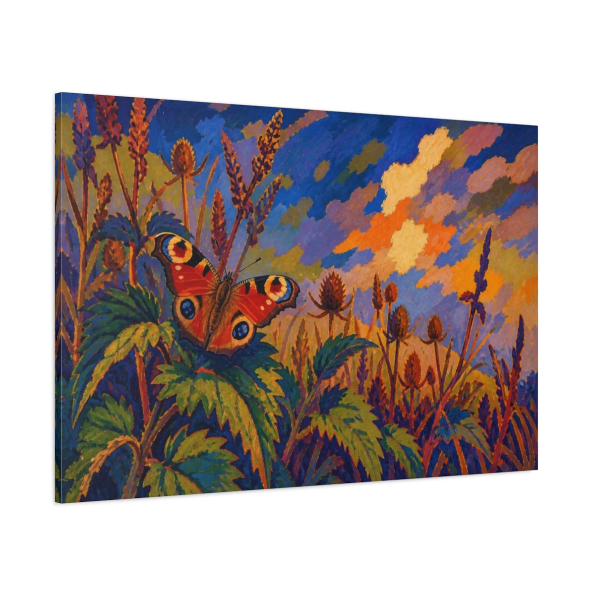 Side Mockup 1. Peacock Butterfly Nature Study shown as canvas print