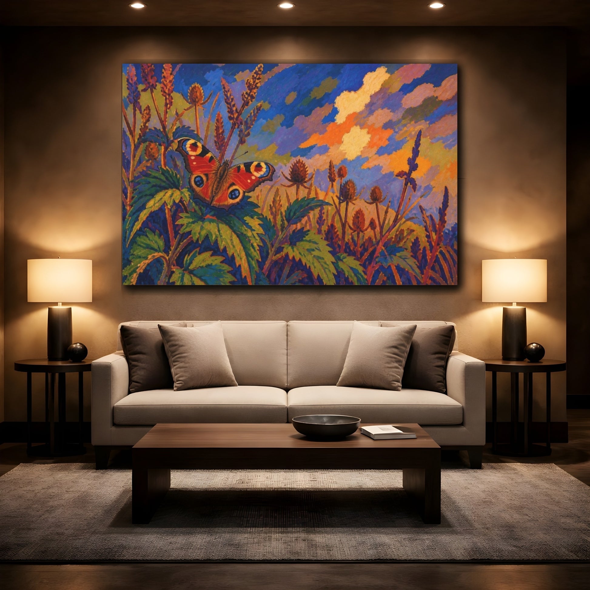 Mockup 2. Peacock Butterfly Nature Study shown as canvas print