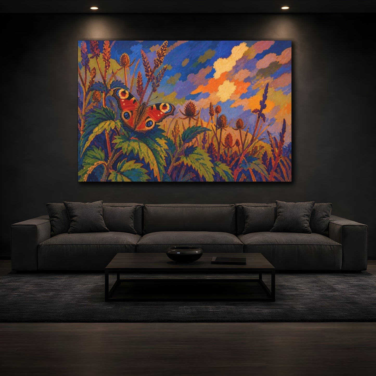 Mockup 3. Peacock Butterfly Nature Study shown as canvas print