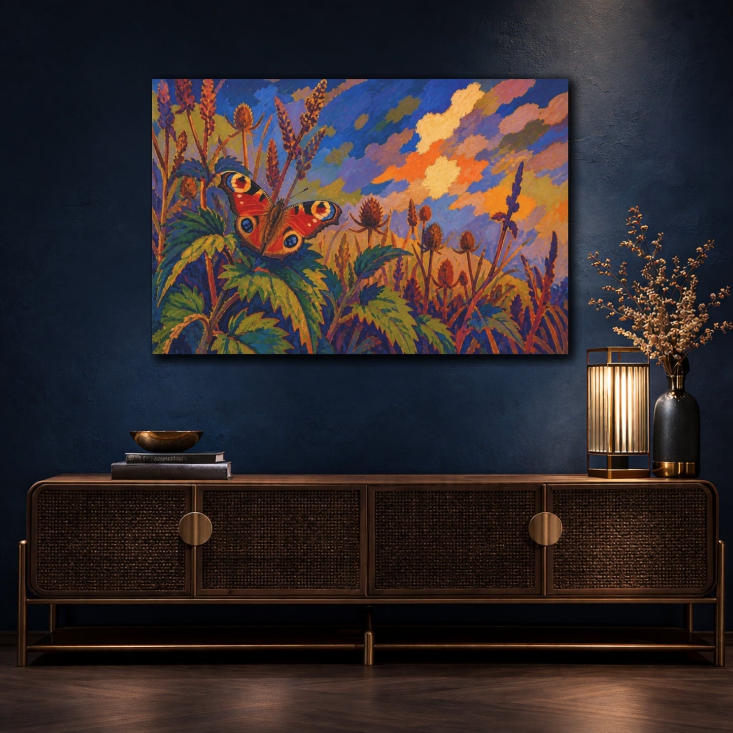Mockup 4. Peacock Butterfly Nature Study shown as canvas print