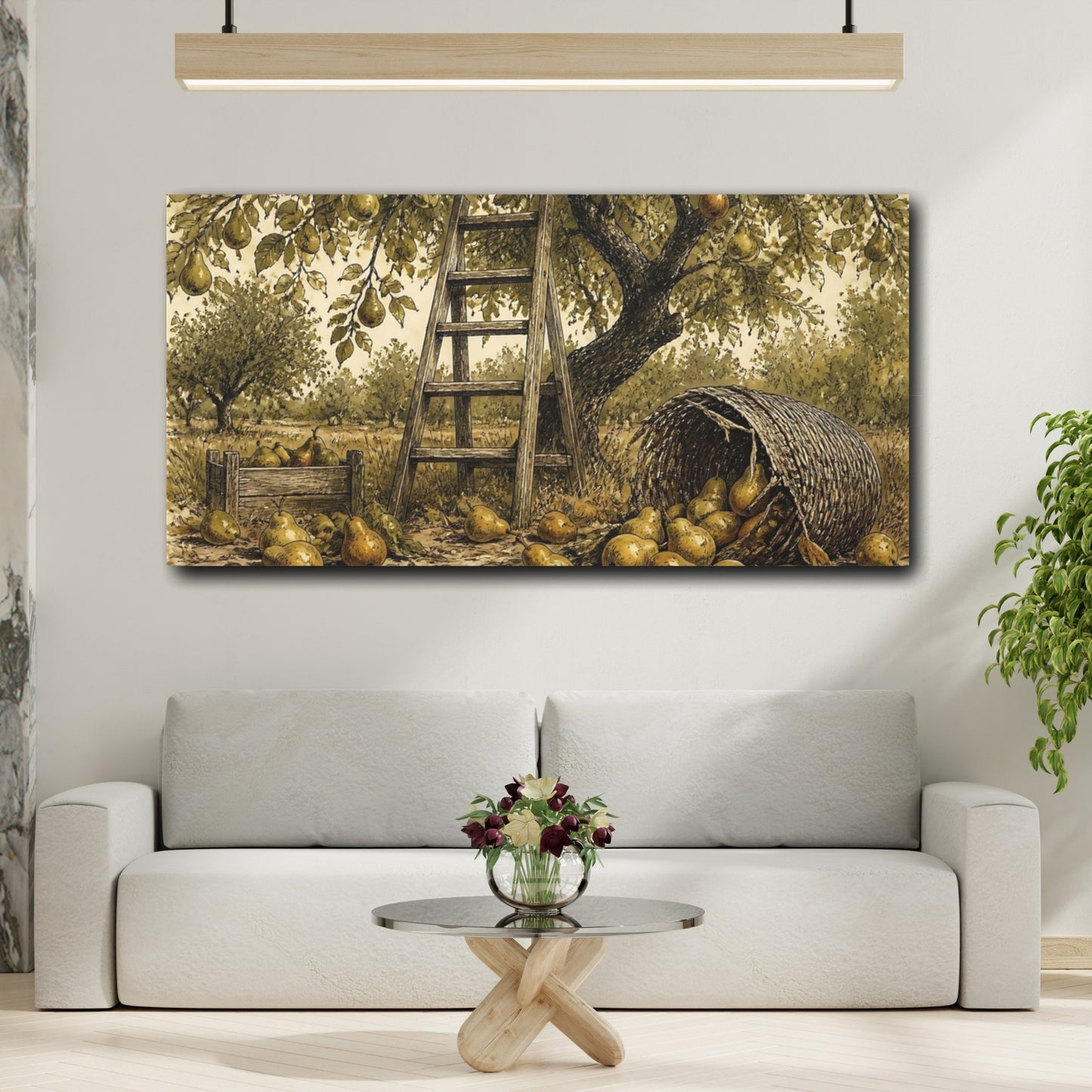 Mockup 2. Pear Tree Harvest Scene shown as canvas print