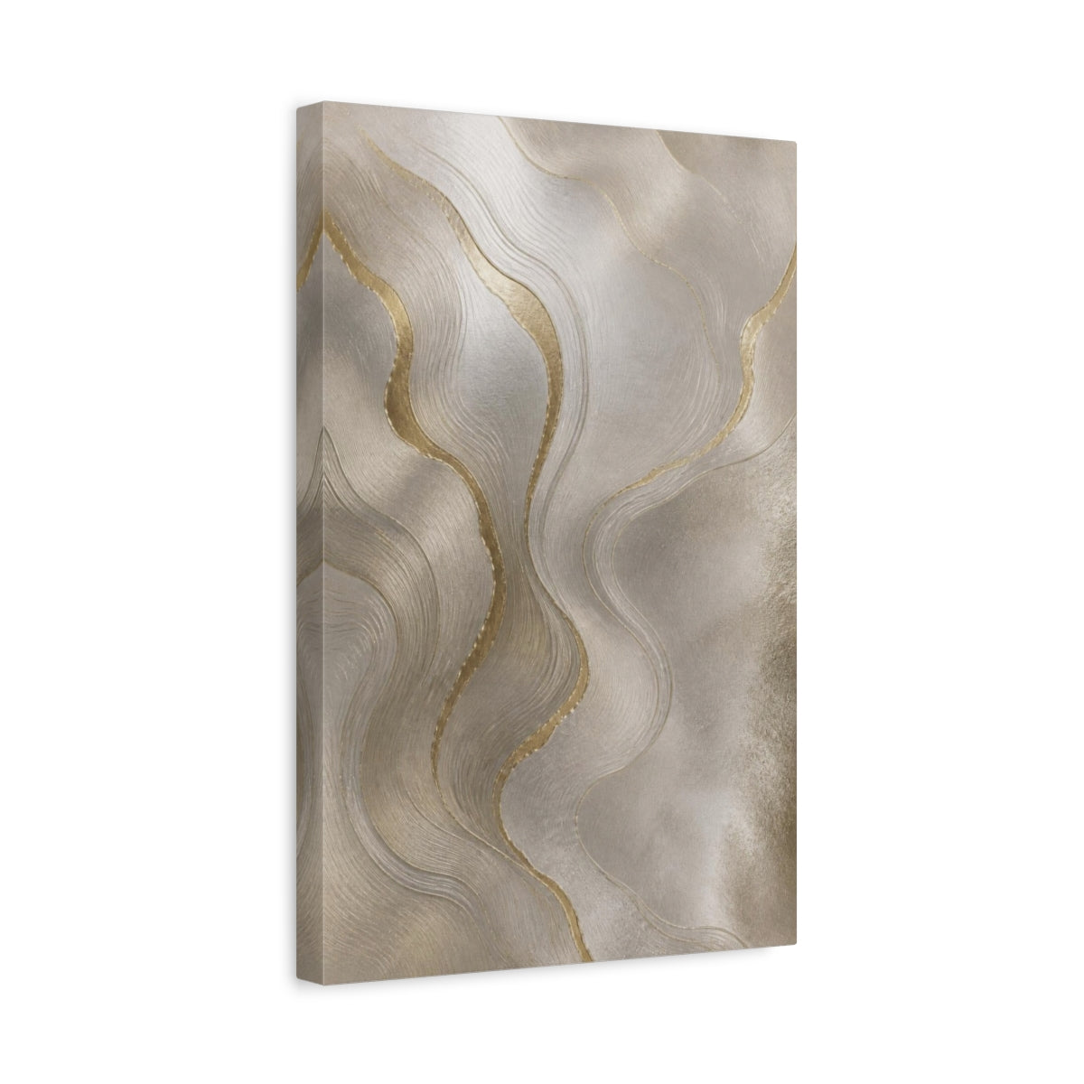 Side Mockup 4. Pearl And Gold Waves shown as canvas print