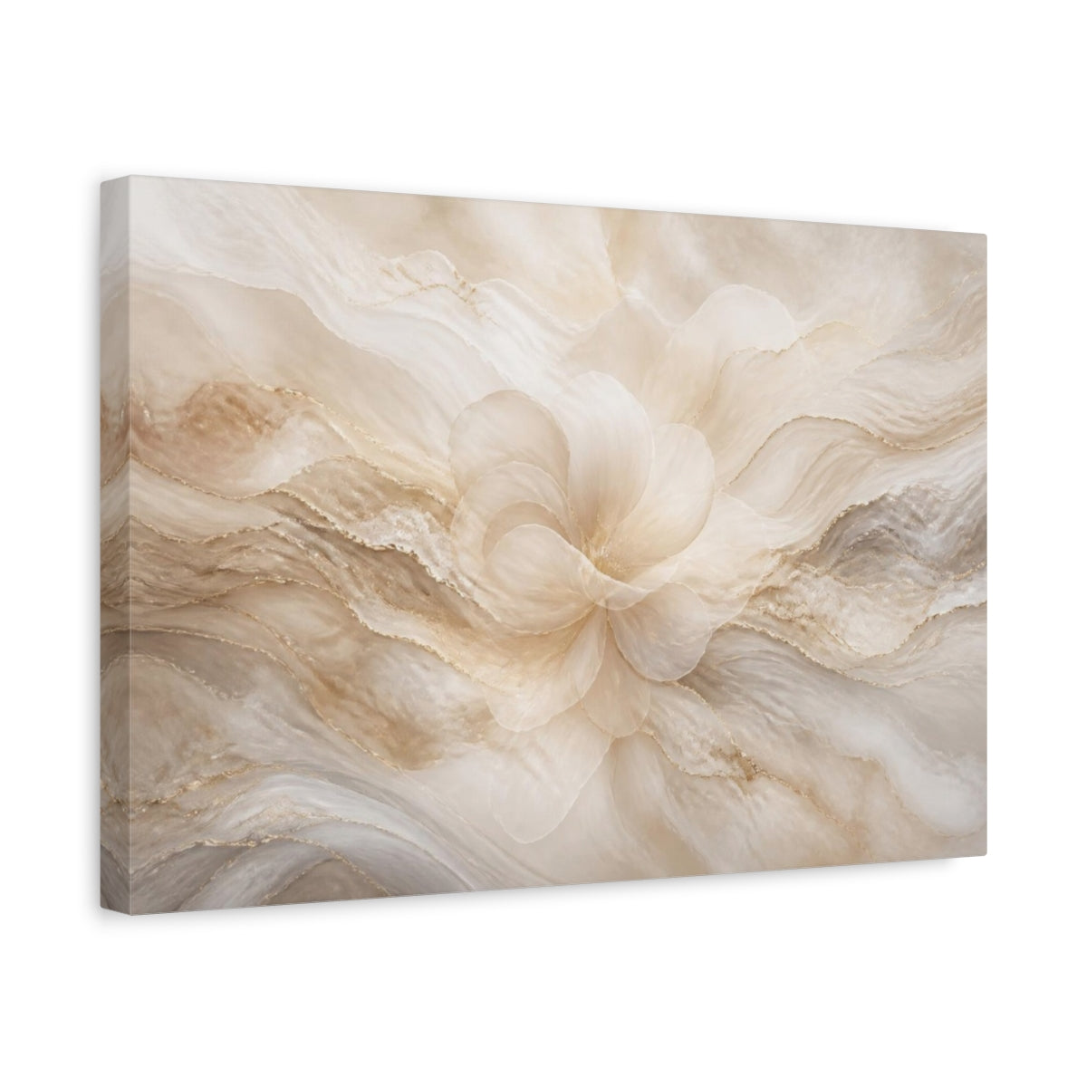 Side Mockup 4. Pearl Cream Floral Bloom shown as canvas print