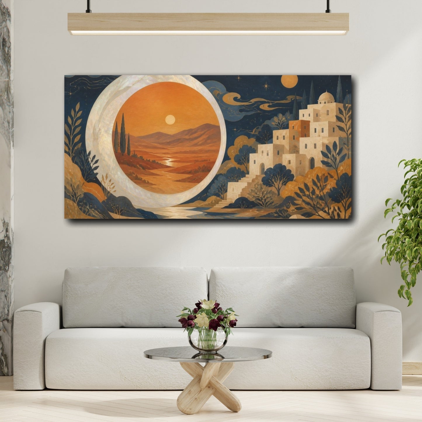 Mockup 2. Pearl Moon Desert Portal shown as canvas print