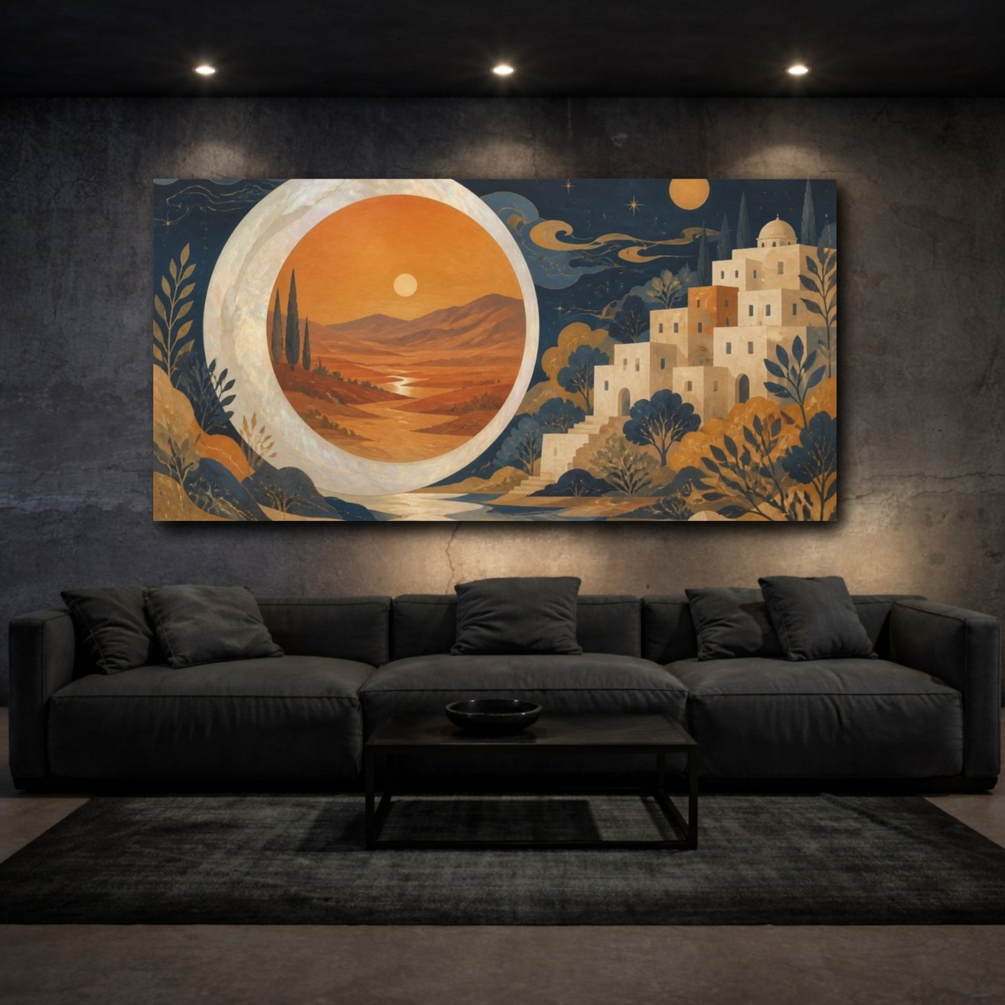 Mockup 3. Pearl Moon Desert Portal shown as canvas print
