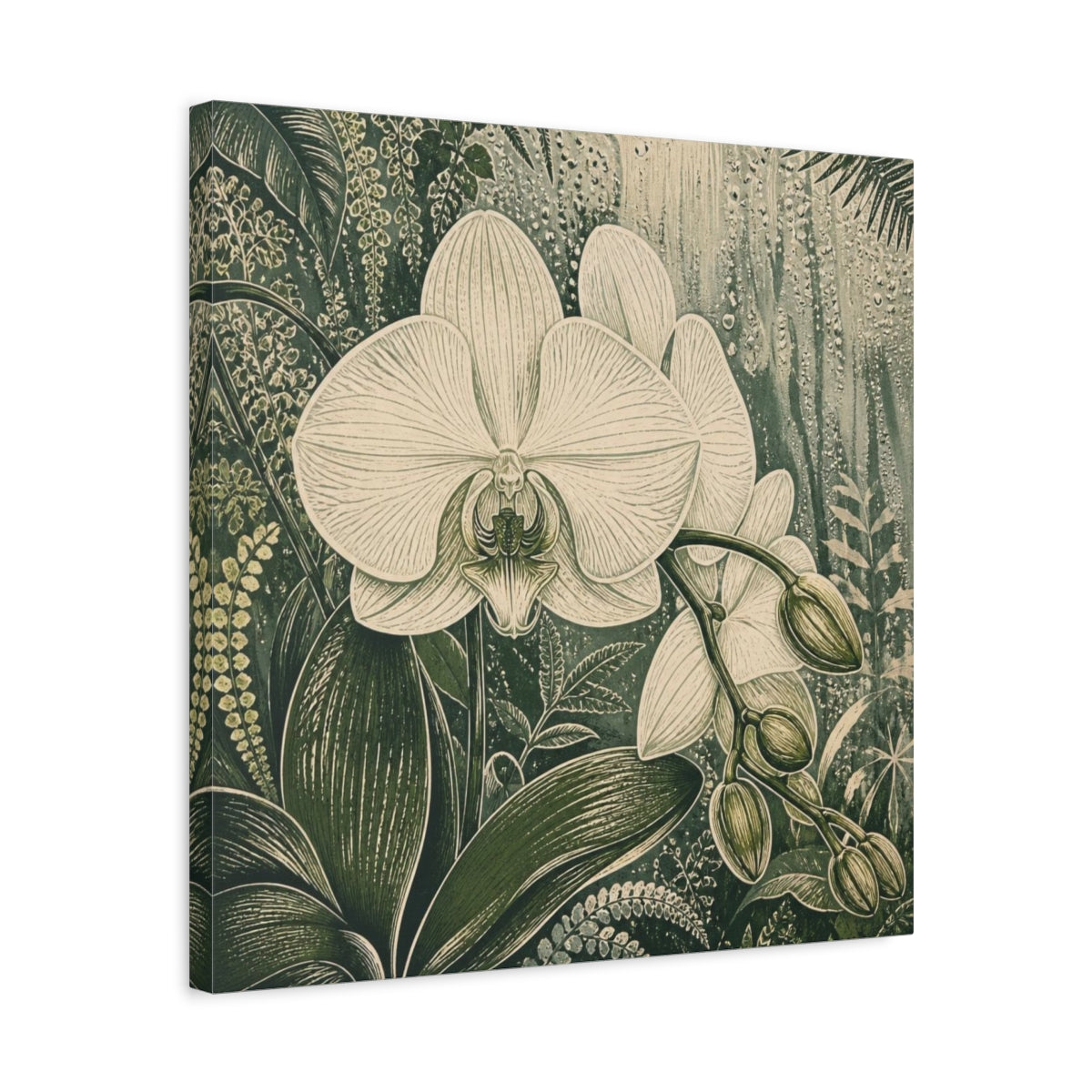 Side Mockup 5. Pearl Orchid With Dew shown as canvas print