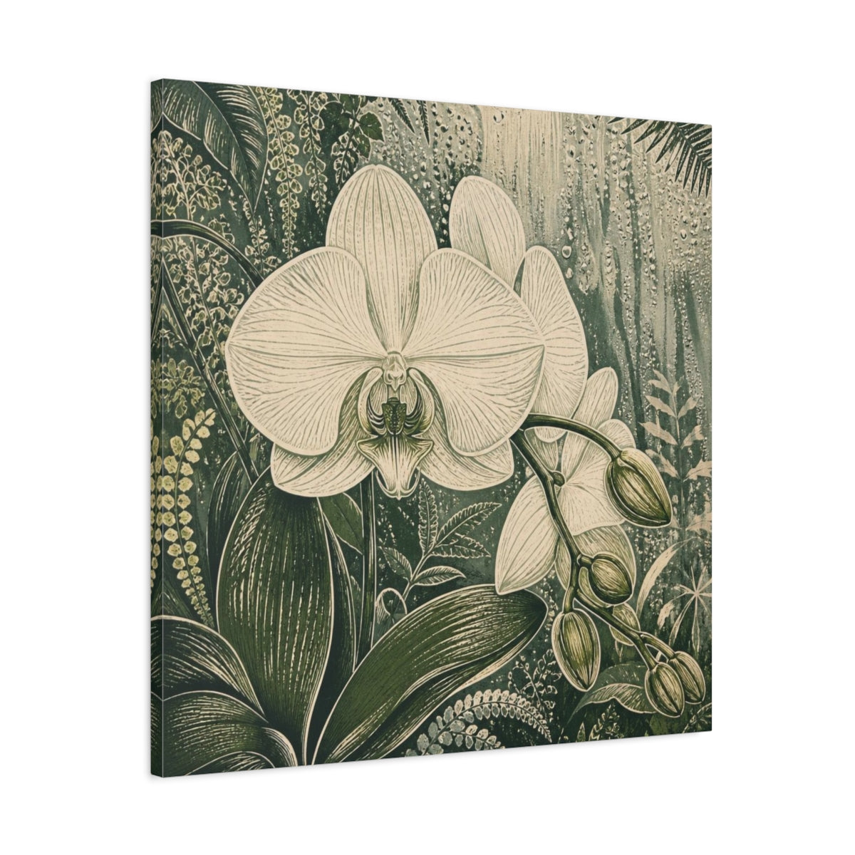 Side Mockup 3. Pearl Orchid With Dew shown as canvas print