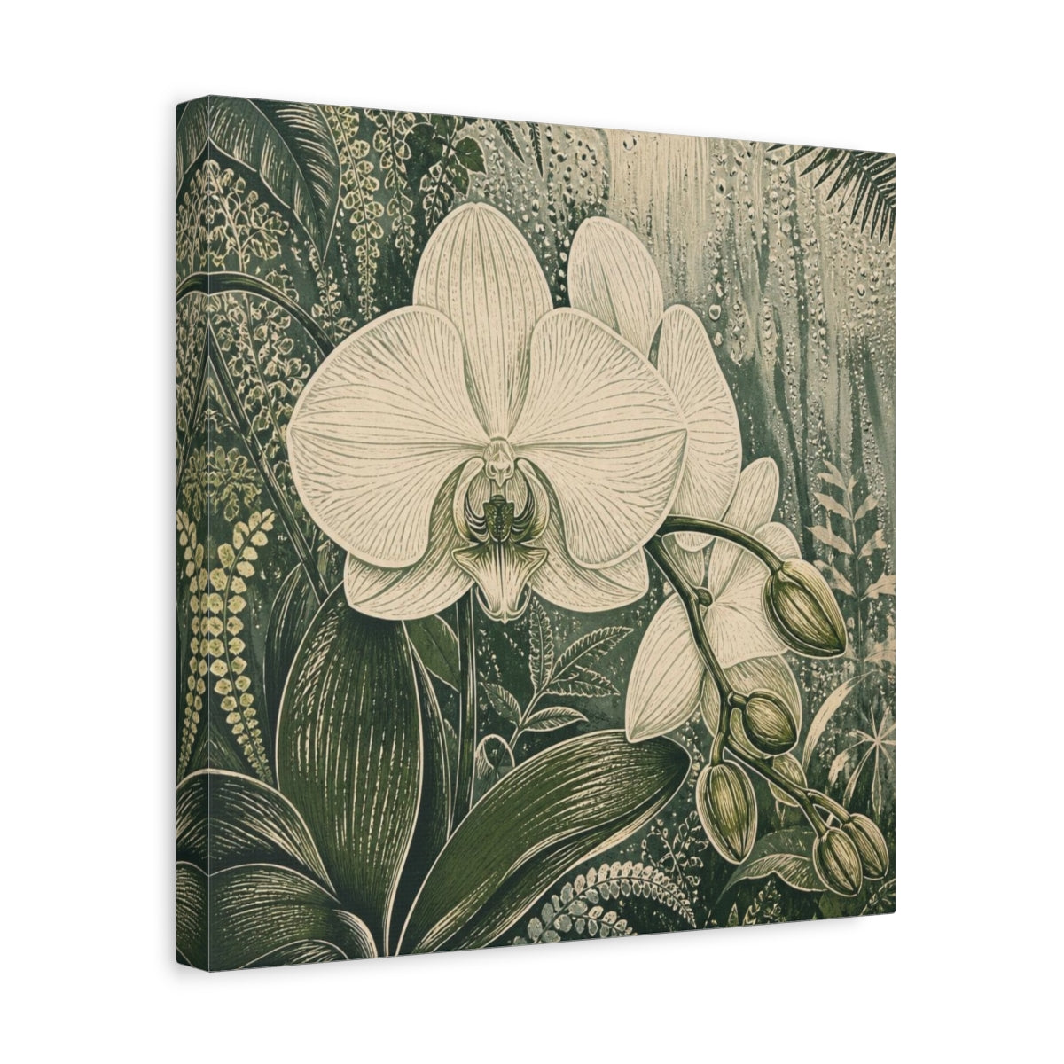 Side Mockup 7. Pearl Orchid With Dew shown as canvas print