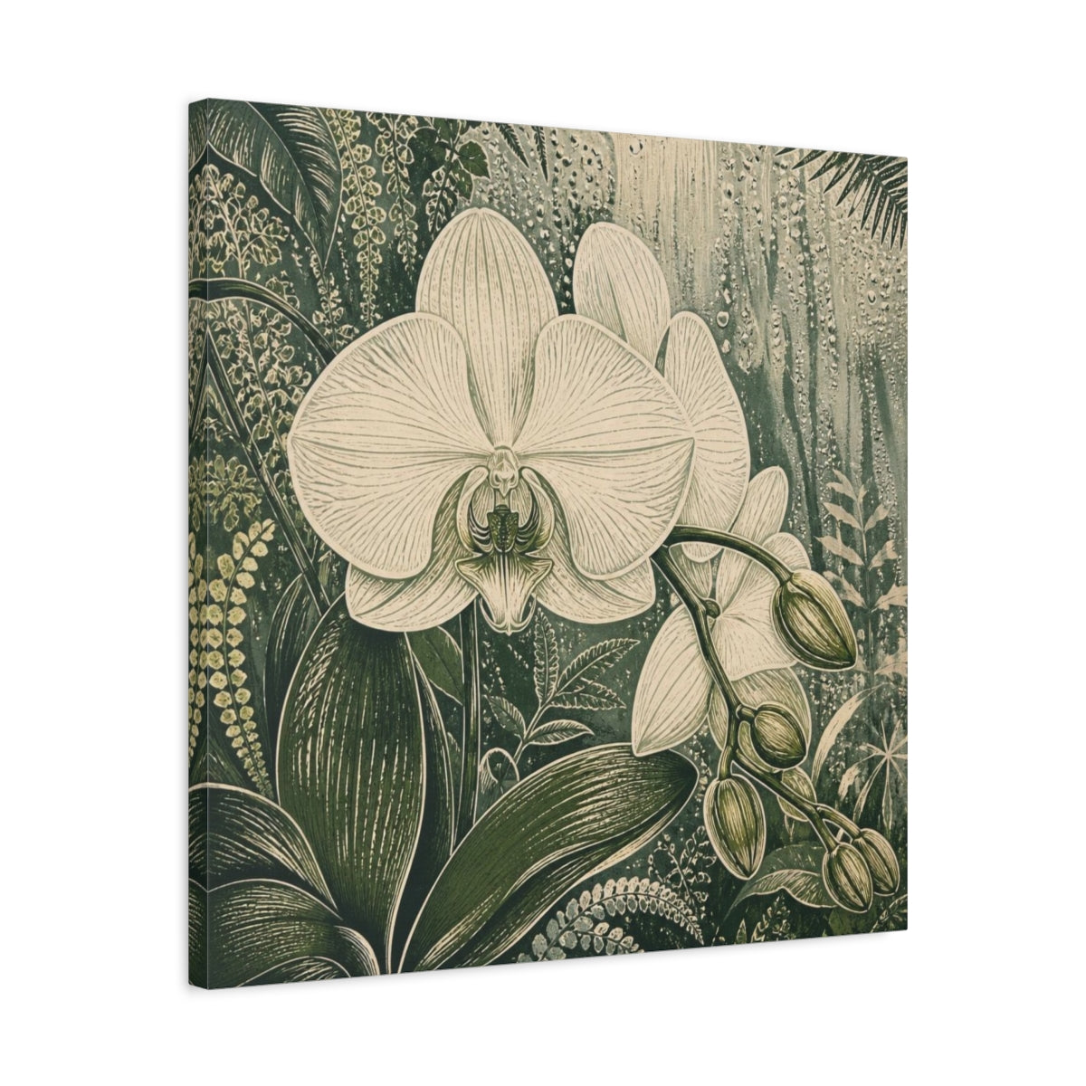 Side Mockup 4. Pearl Orchid With Dew shown as canvas print
