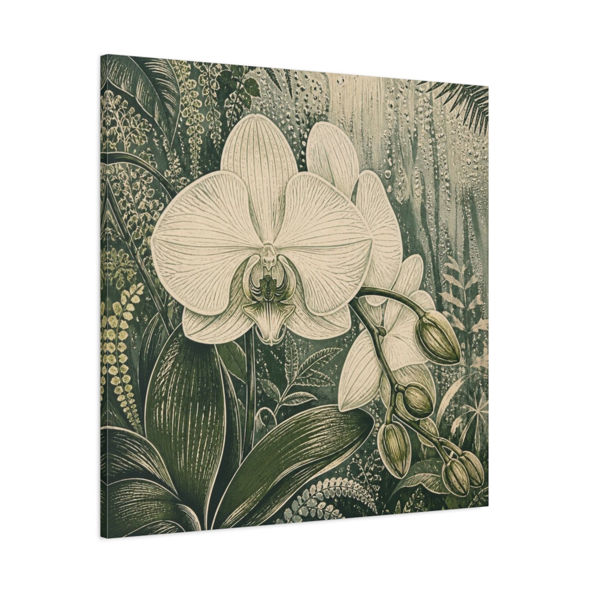 Side Mockup 1. Pearl Orchid With Dew shown as canvas print