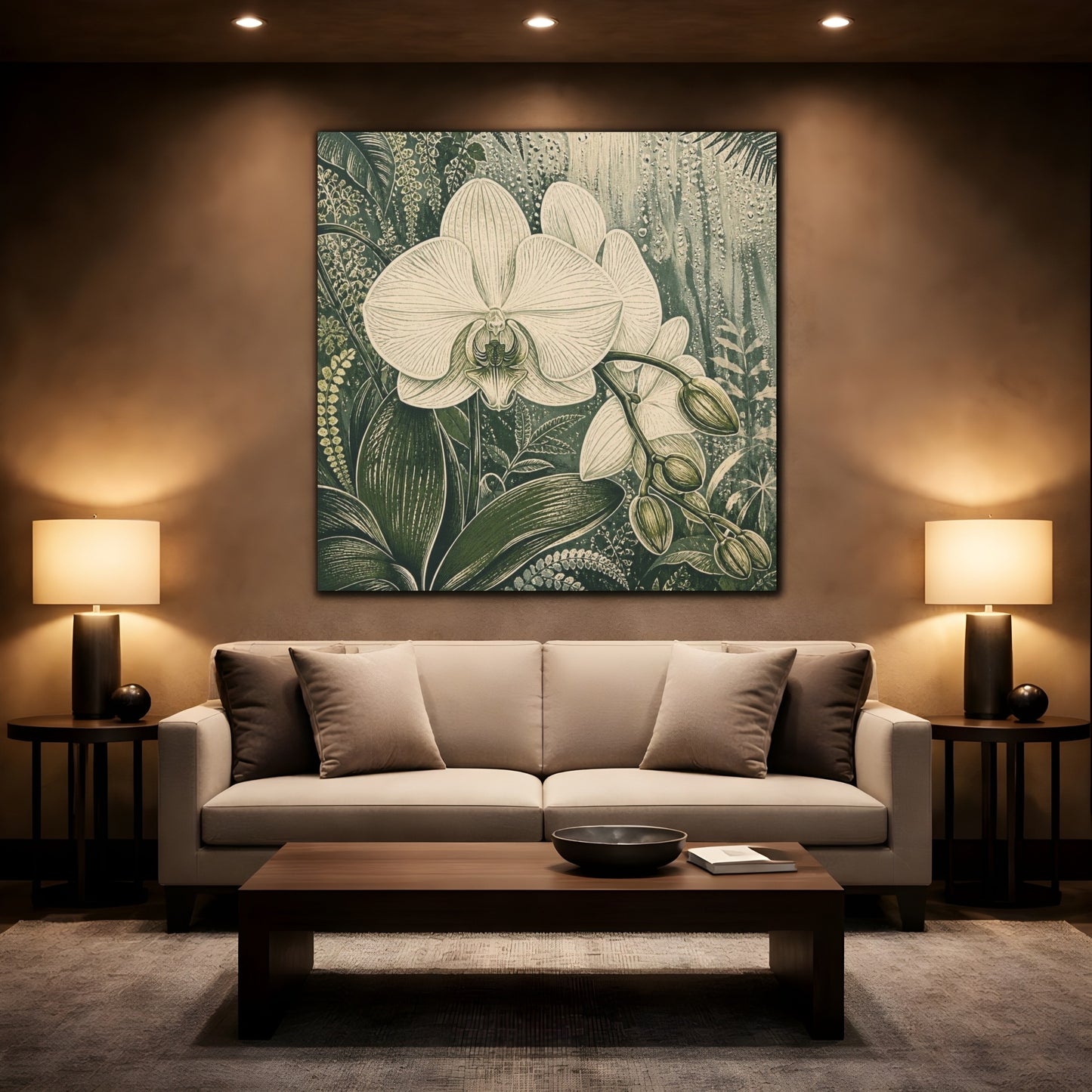 Mockup 2. Pearl Orchid With Dew shown as canvas print