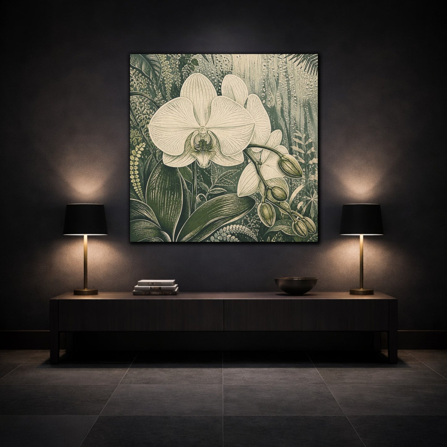 Mockup 3. Pearl Orchid With Dew shown as canvas print