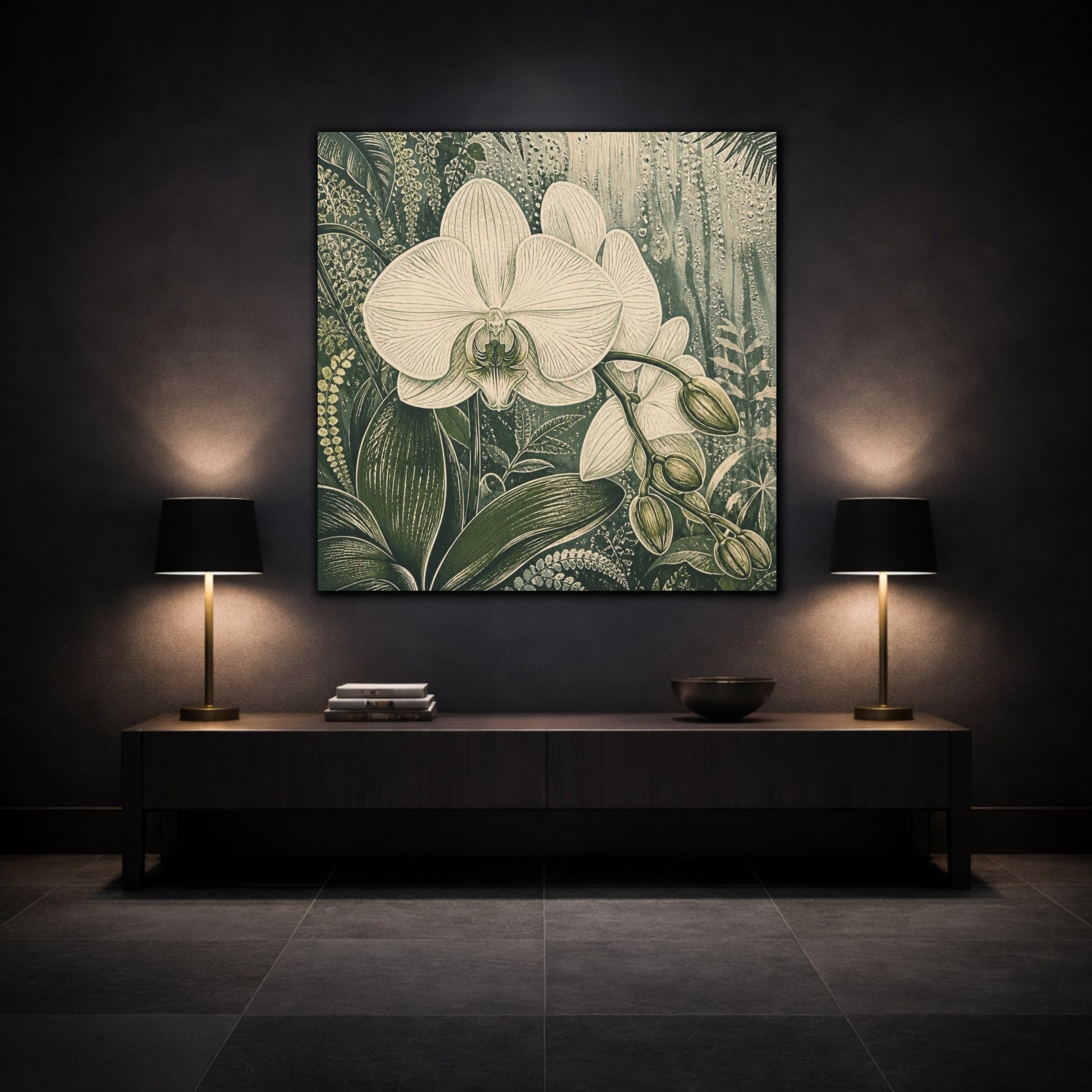 Mockup 3. Pearl Orchid With Dew shown as canvas print