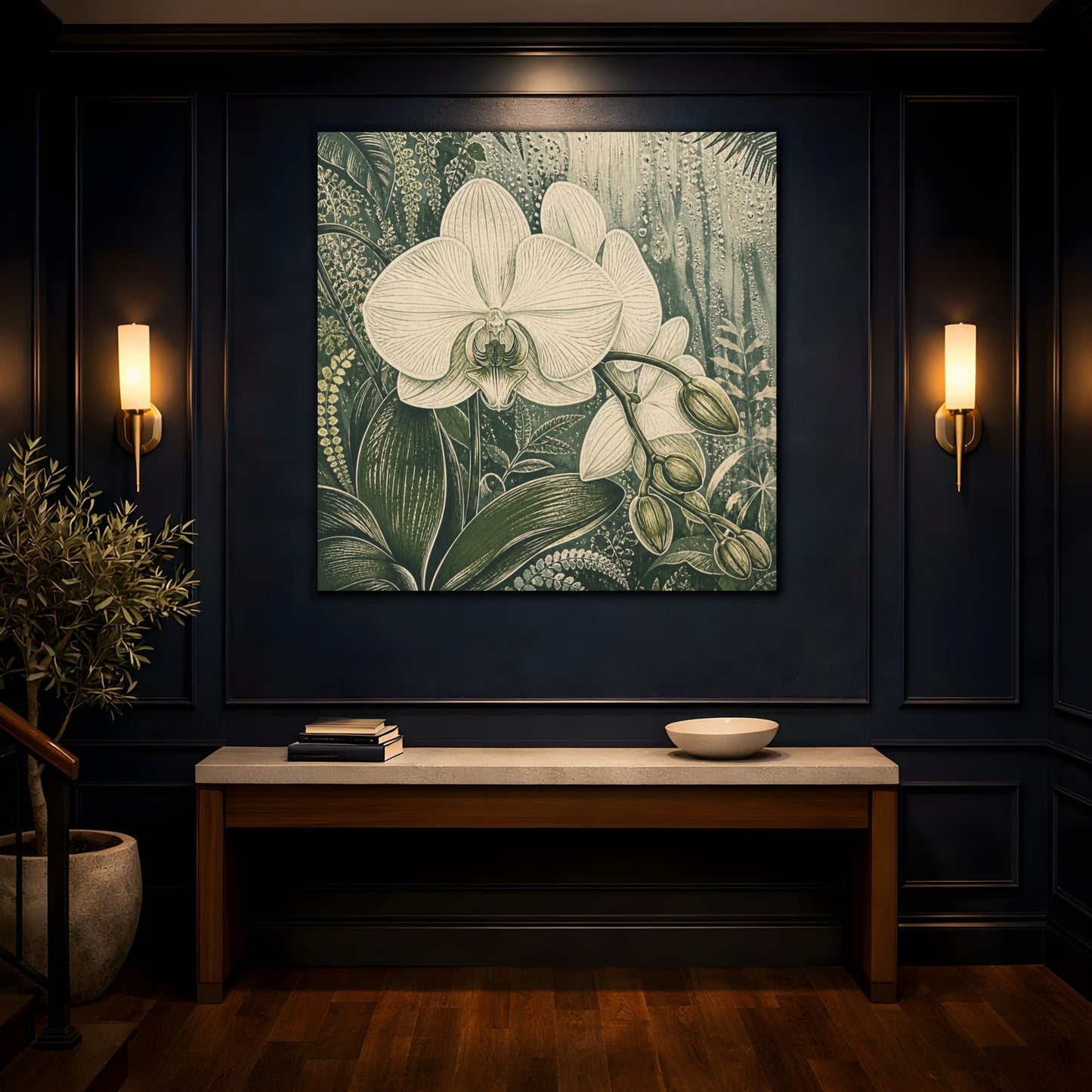Mockup 4. Pearl Orchid With Dew shown as canvas print