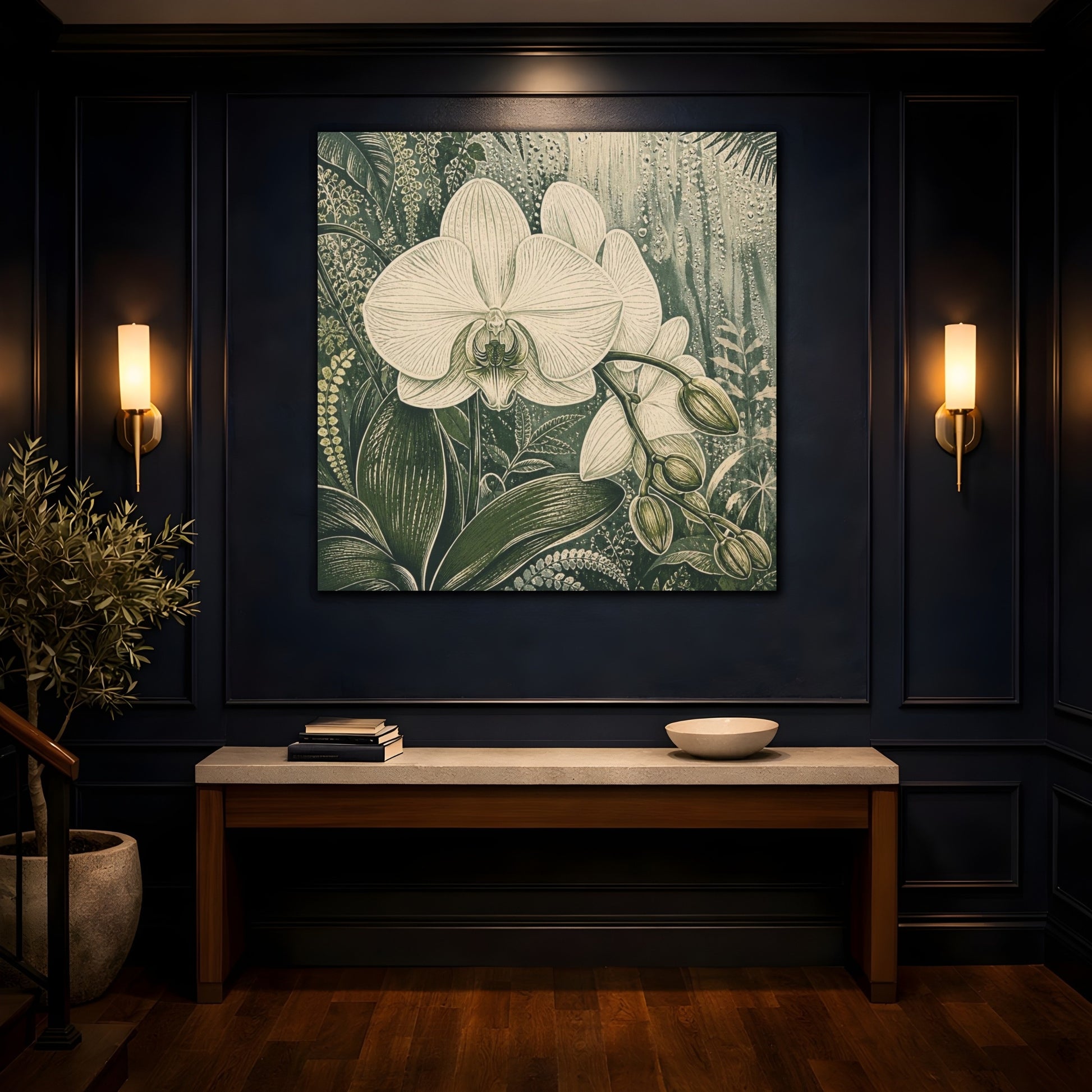 Mockup 4. Pearl Orchid With Dew shown as canvas print