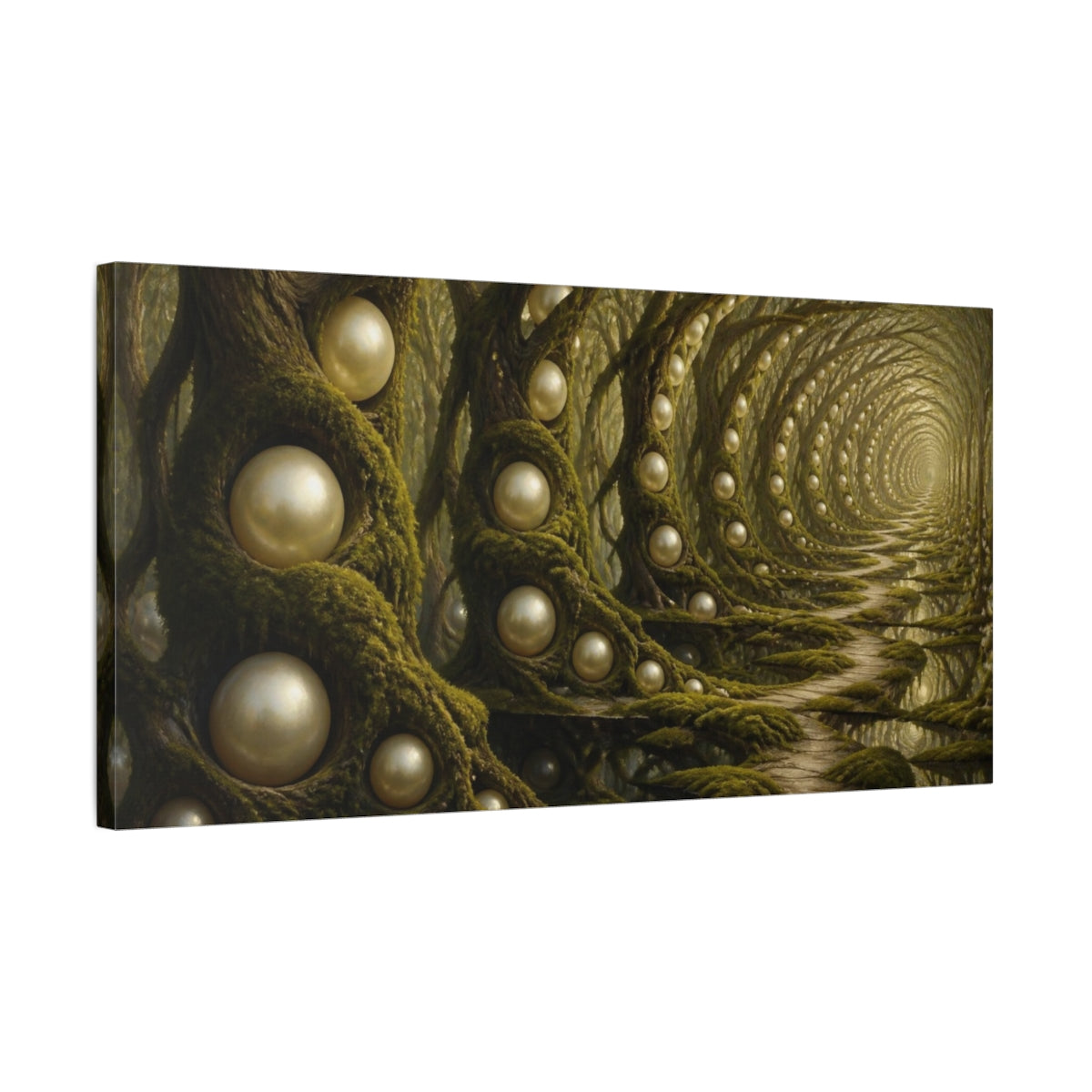 Side Mockup 1. Pearl Tree Illusion shown as canvas print