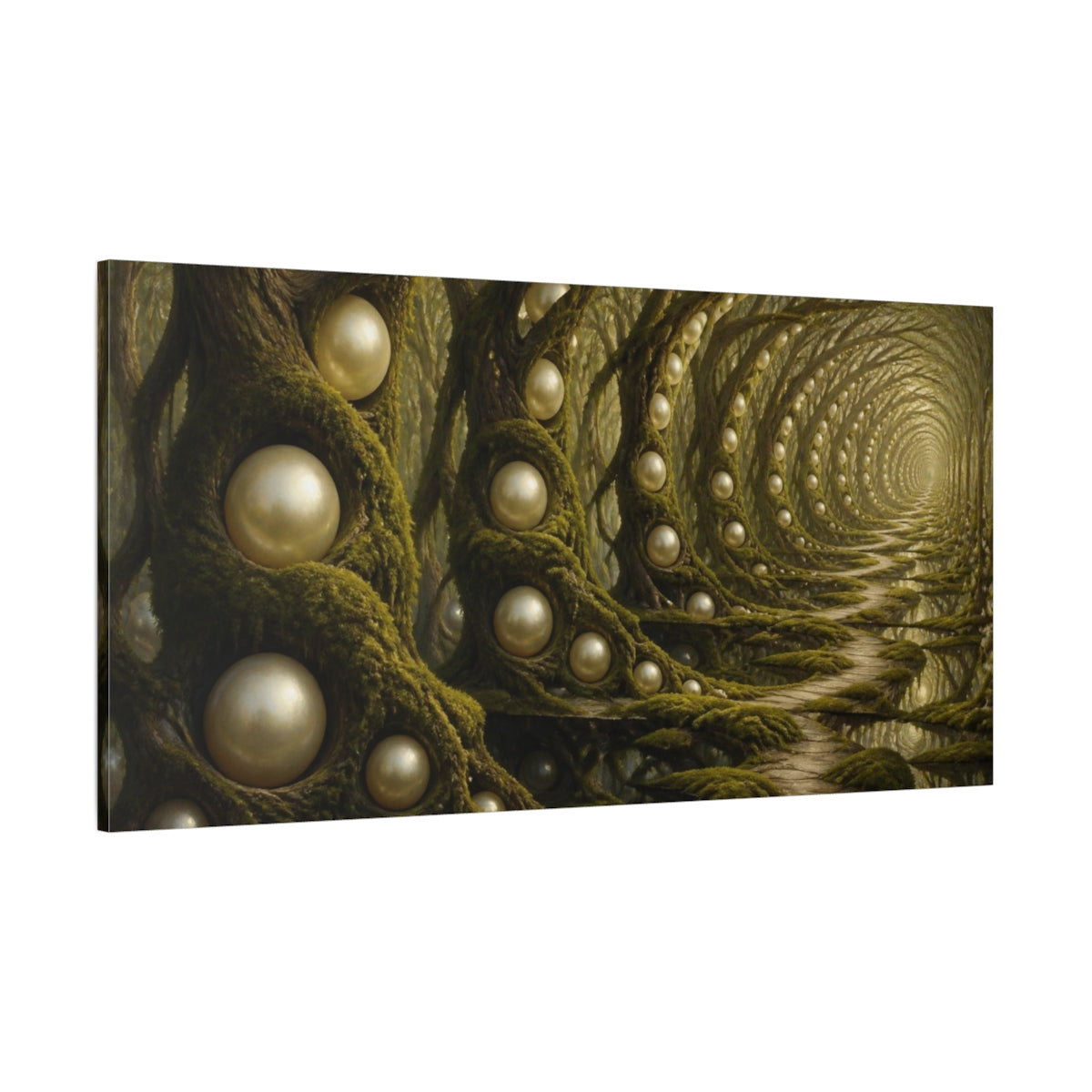Side Mockup 2. Pearl Tree Illusion shown as canvas print