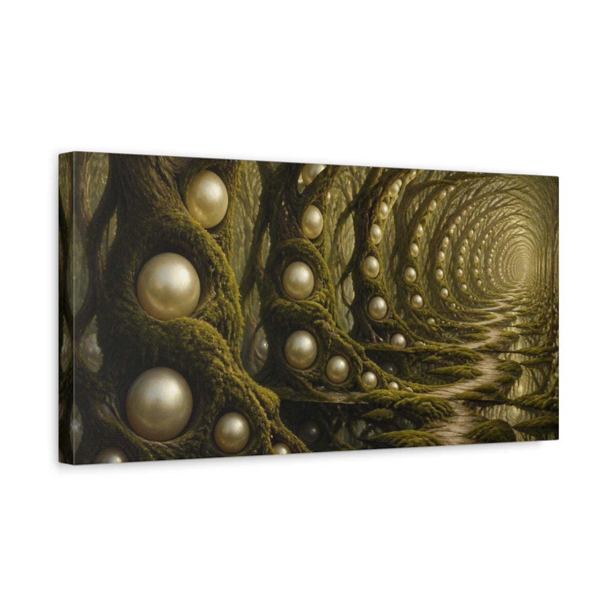 Side Mockup 3. Pearl Tree Illusion shown as canvas print