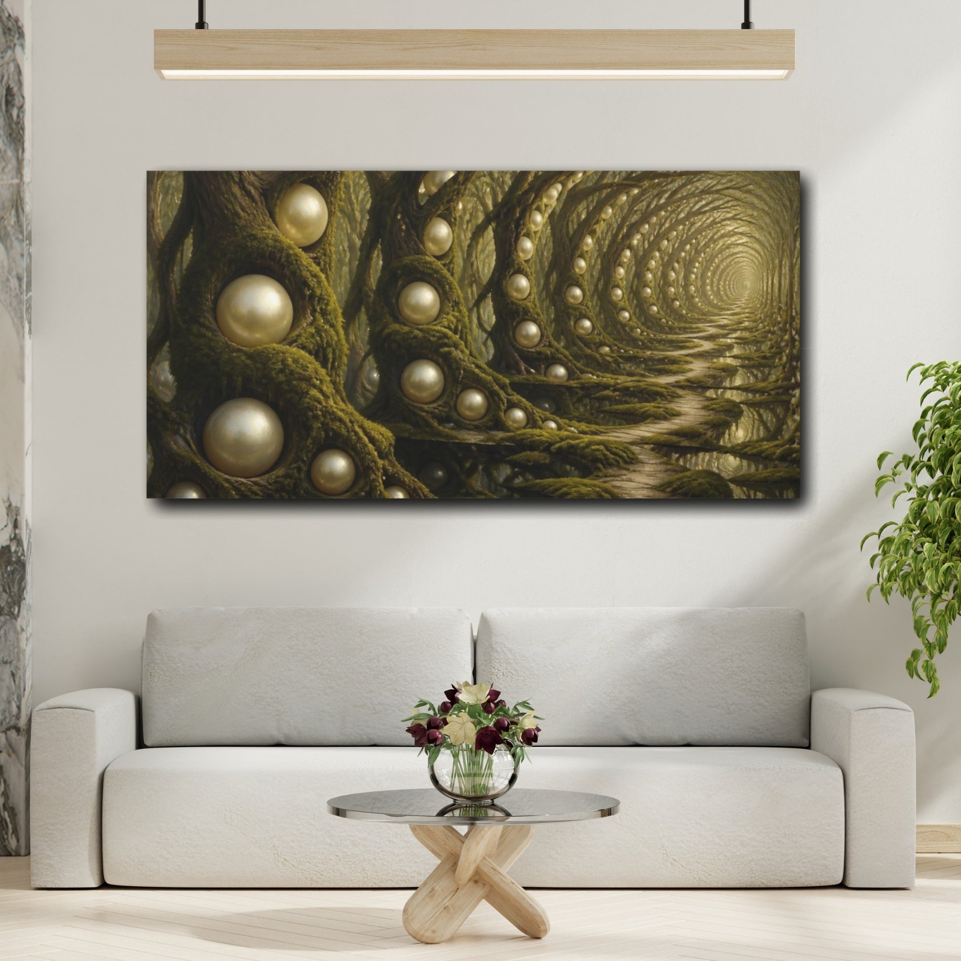 Mockup 2. Pearl Tree Illusion shown as canvas print