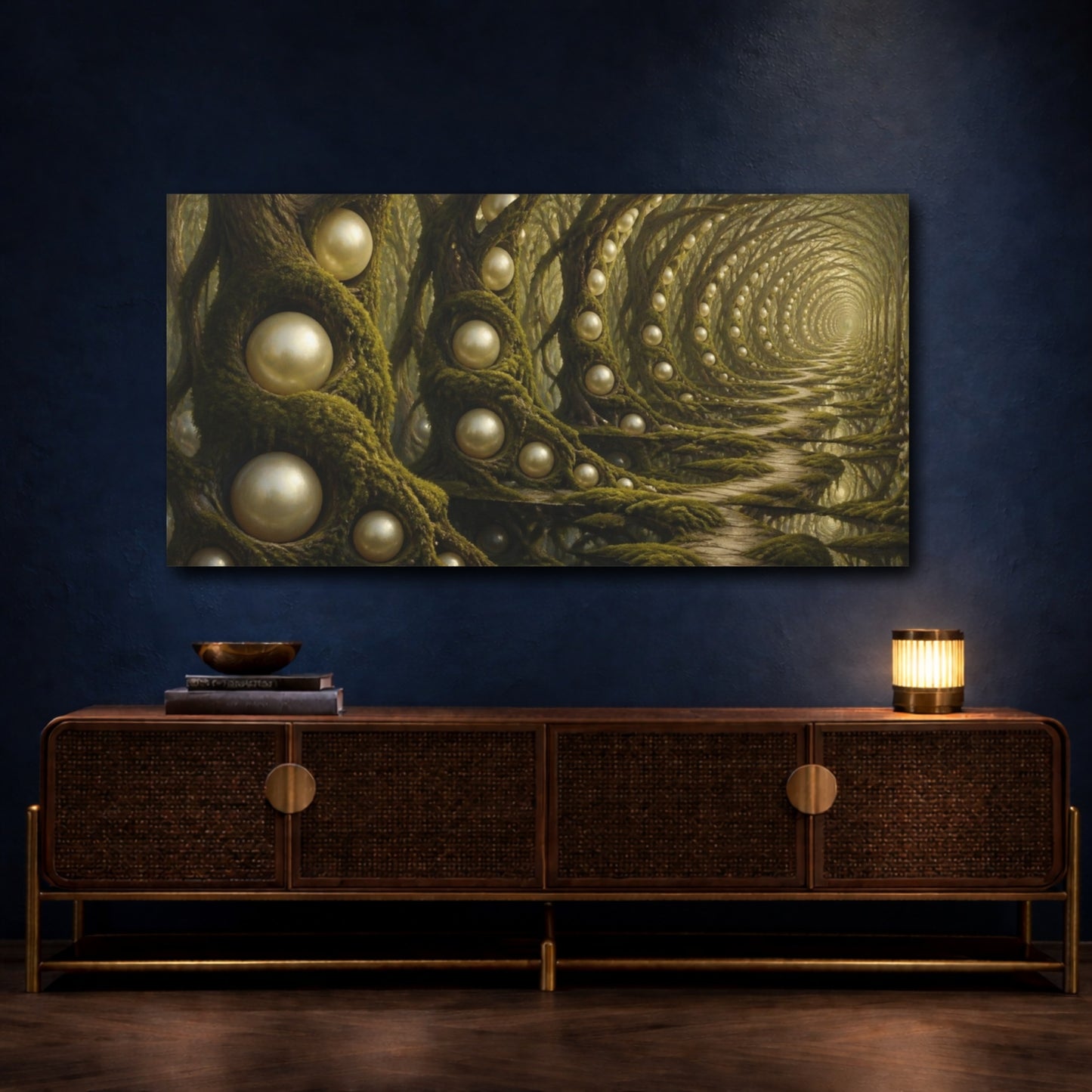 Mockup 4. Pearl Tree Illusion shown as canvas print