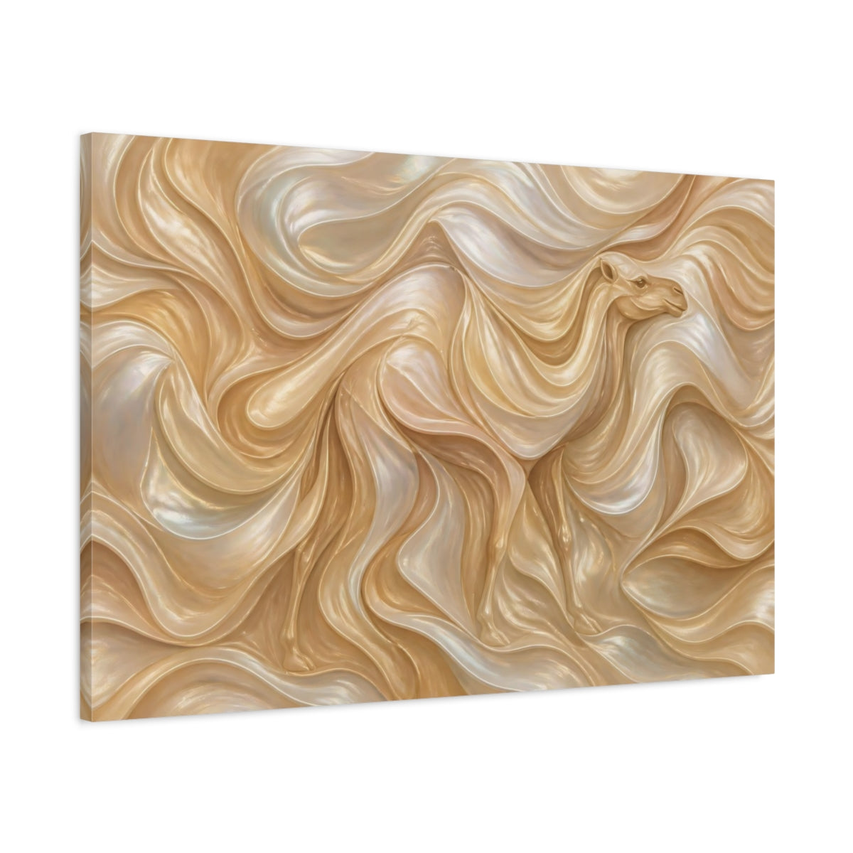 Main Mockup. Pearlescent Camel Waves shown as canvas print