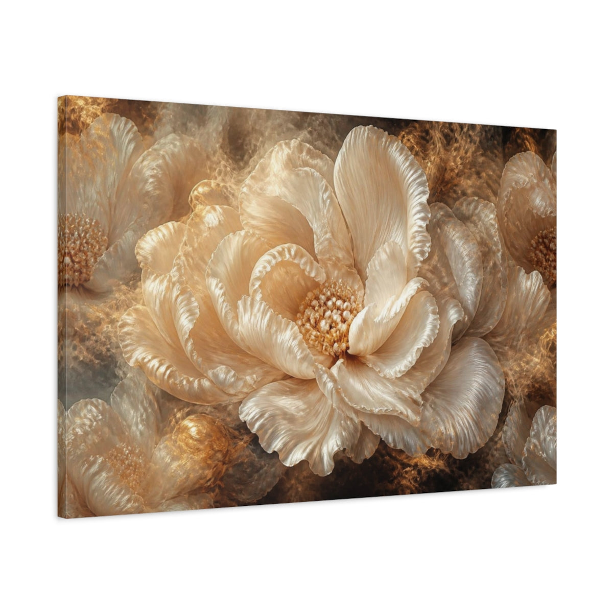 Main Mockup. Pearlescent Floral Bloom shown as canvas print