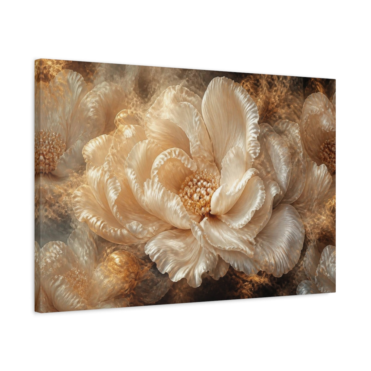 Side Mockup 2. Pearlescent Floral Bloom shown as canvas print
