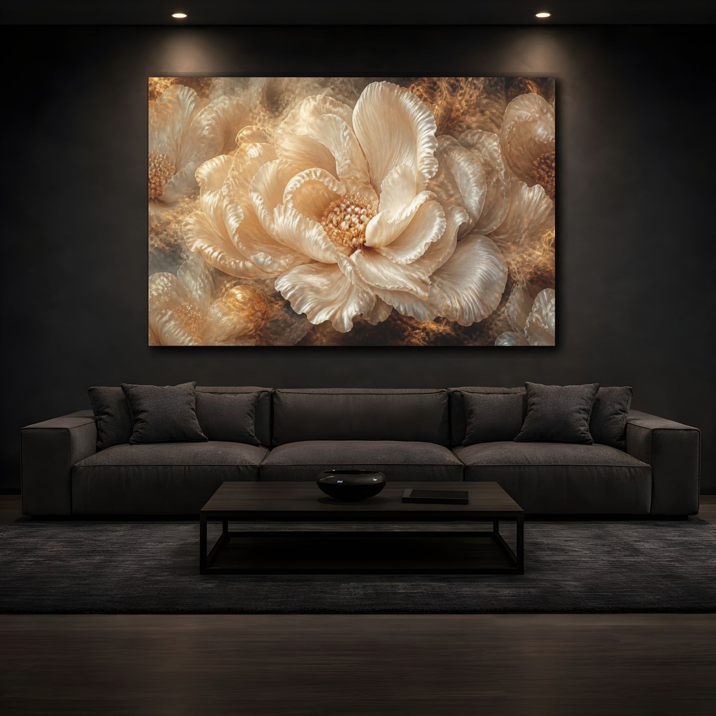 Mockup 3. Pearlescent Floral Bloom shown as canvas print