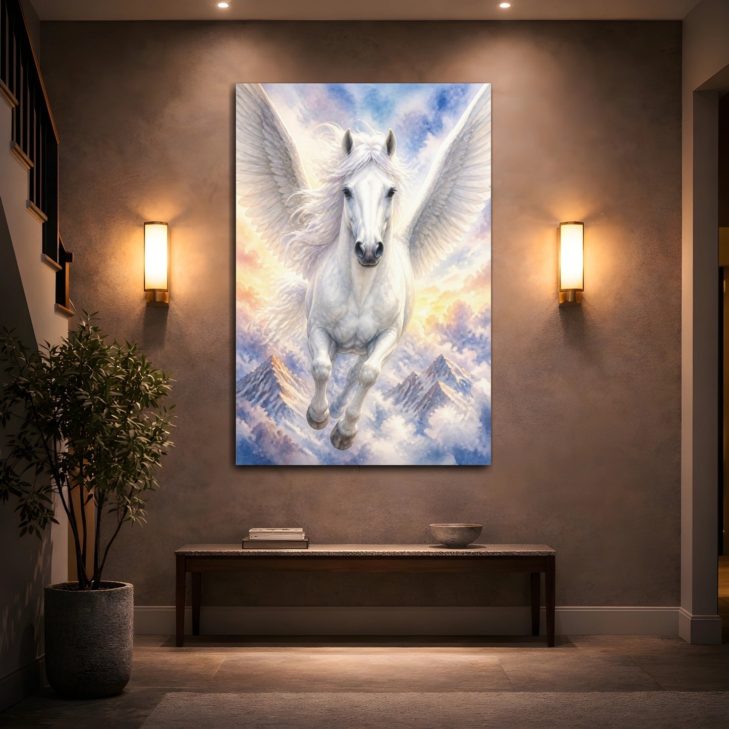Mockup 2. Pegasus Animal Flight shown as canvas print