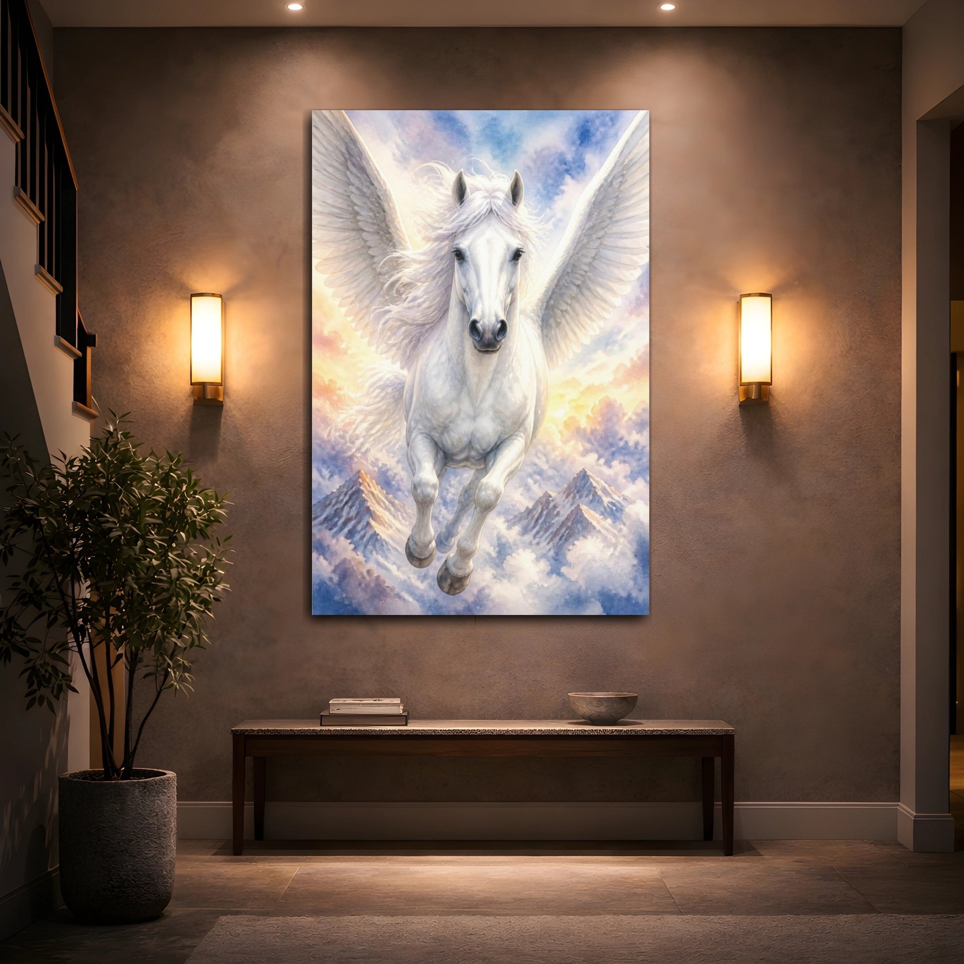 Mockup 2. Pegasus Animal Flight shown as canvas print