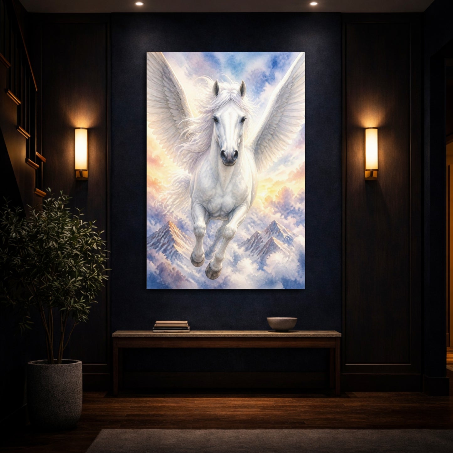 Mockup 4. Pegasus Animal Flight shown as canvas print