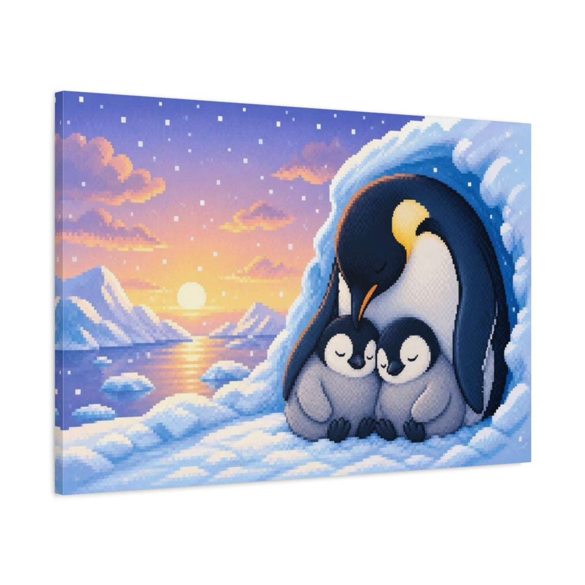 Main Mockup. Penguin Family Kids Room shown as canvas print