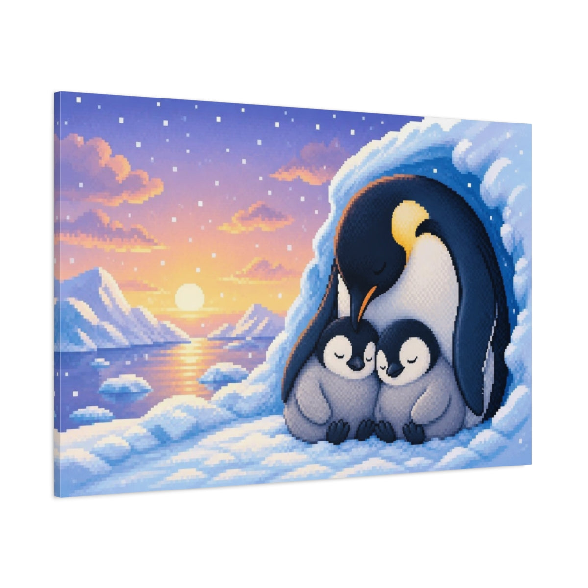 Side Mockup 1. Penguin Family Kids Room shown as canvas print