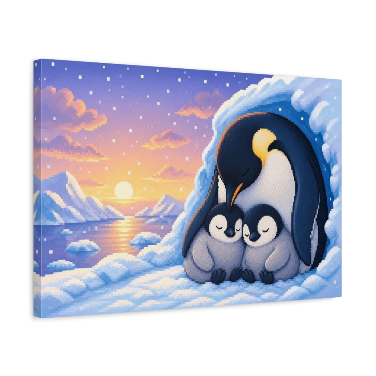 Side Mockup 3. Penguin Family Kids Room shown as canvas print