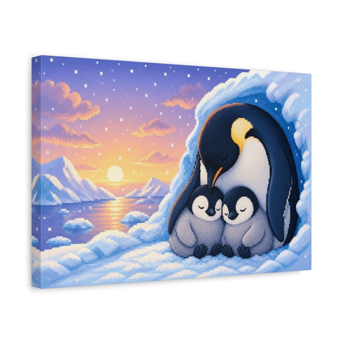 Side Mockup 4. Penguin Family Kids Room shown as canvas print