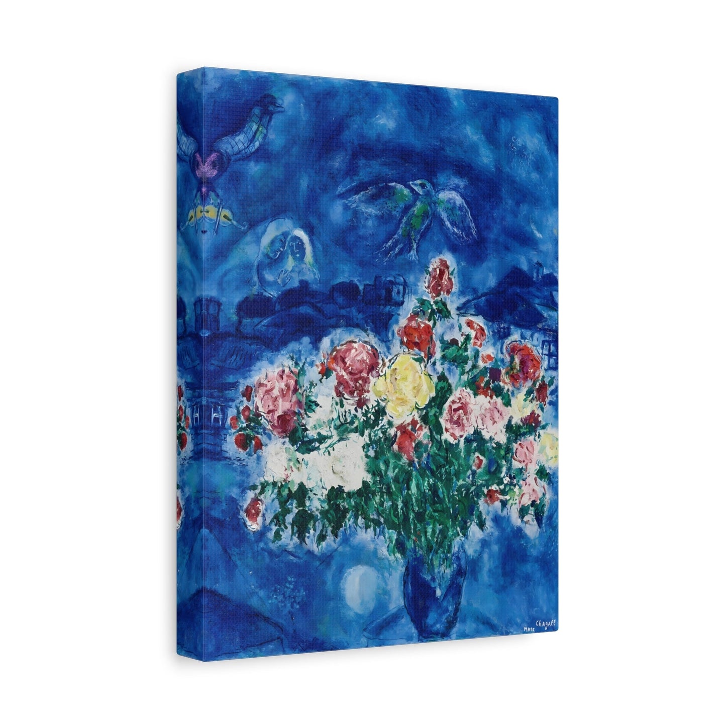 Peonies Flowers Framed Canvas Print - Famous Artist Painting Marc Chagall Floral Wall Art