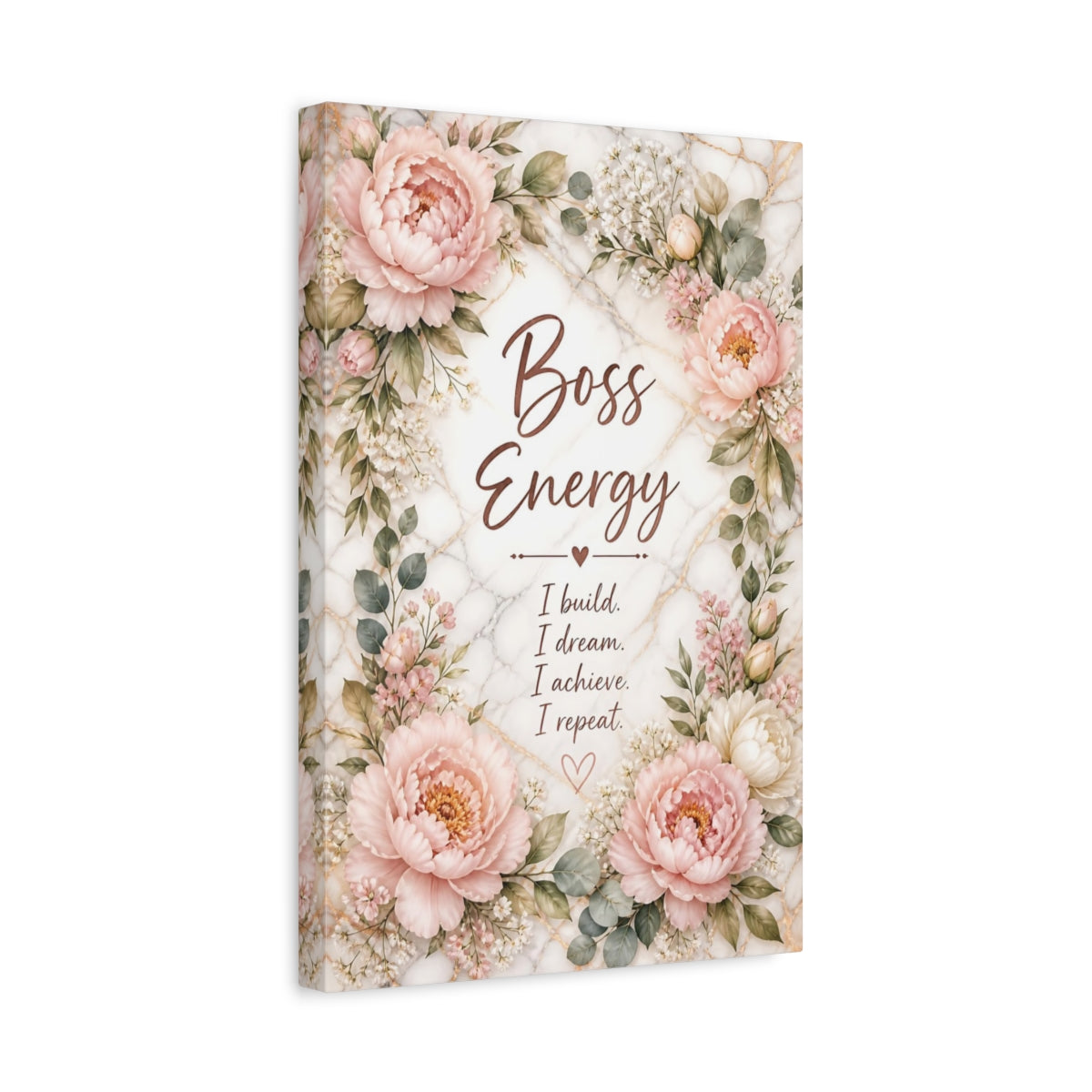 Side Mockup 4. Peony Boss Quotes shown as canvas print