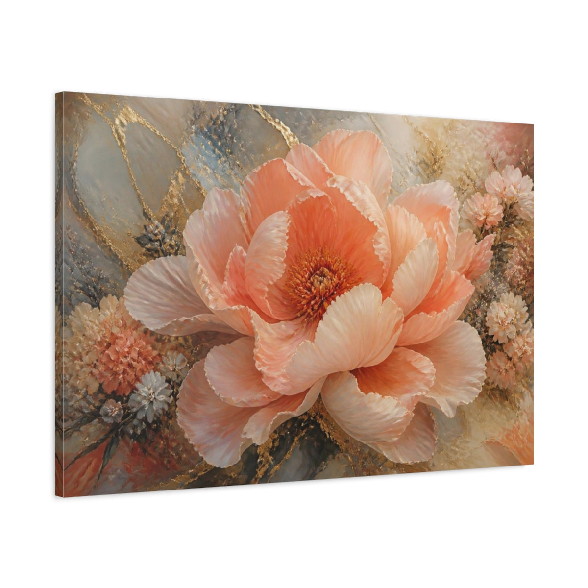 Main Mockup. Peony Floral Bloom shown as canvas print