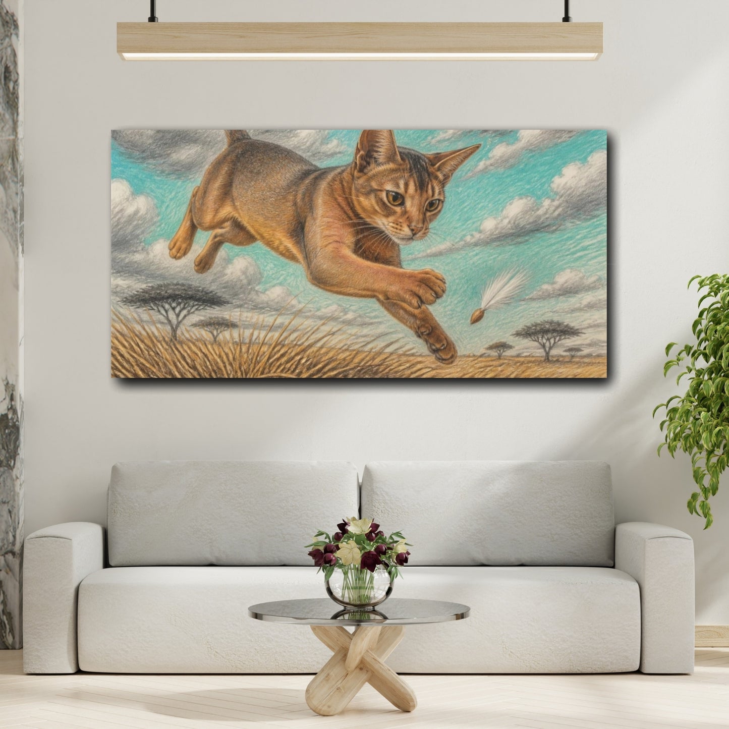 Mockup 2. Pet Abyssinian Leaping Cat shown as canvas print
