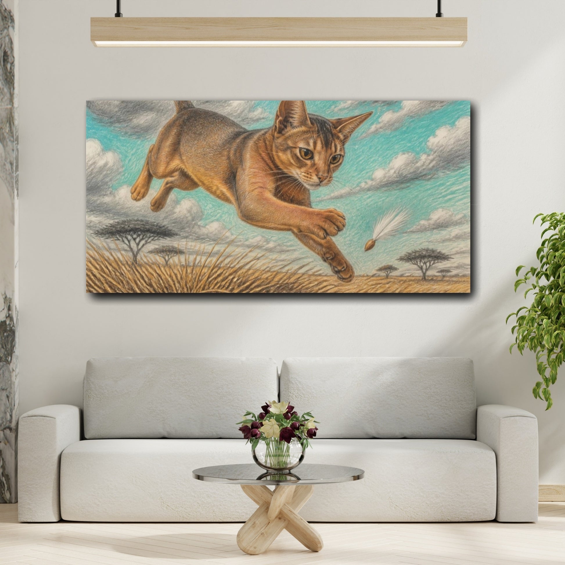 Mockup 2. Pet Abyssinian Leaping Cat shown as canvas print
