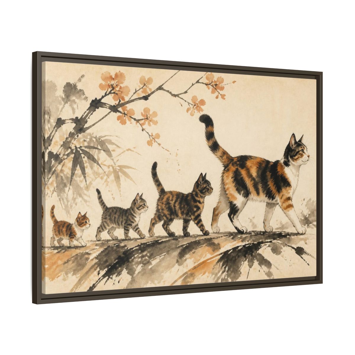 Main Mockup. Pet Cat Parade shown as framed canvas print