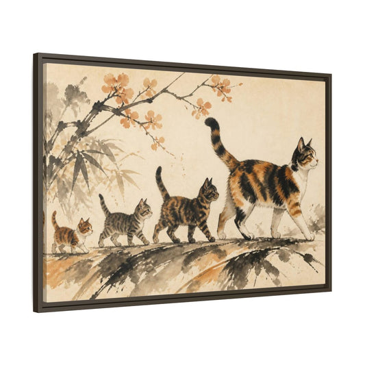 Main Mockup. Pet Cat Parade shown as framed canvas print