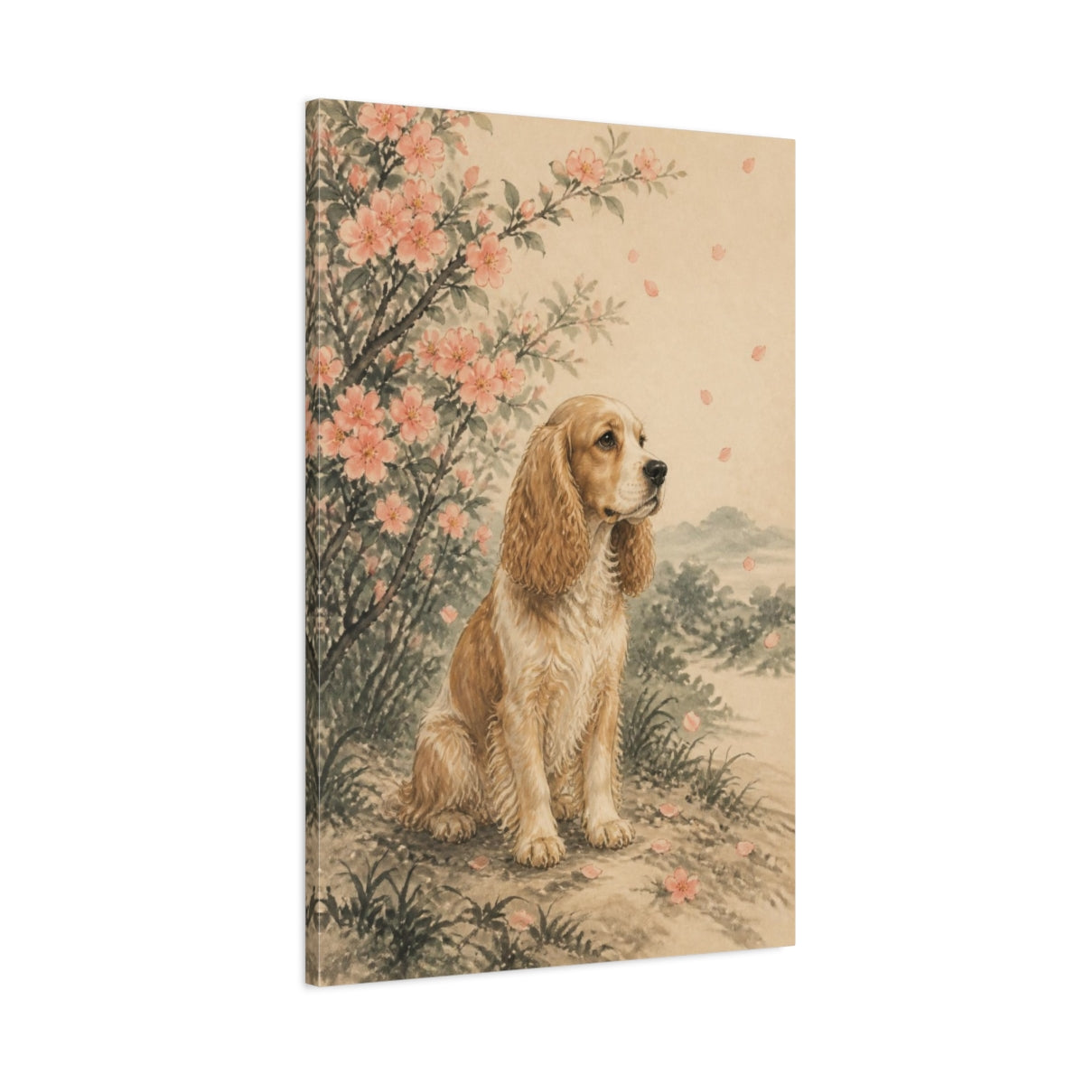 Main Mockup. Pet Cocker Spaniel Portrait shown as canvas print