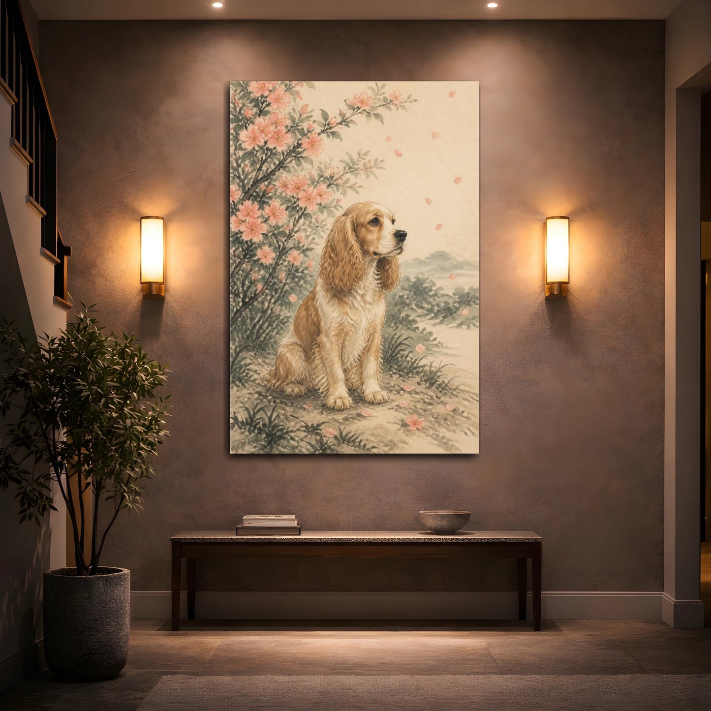 Mockup 2. Pet Cocker Spaniel Portrait shown as canvas print