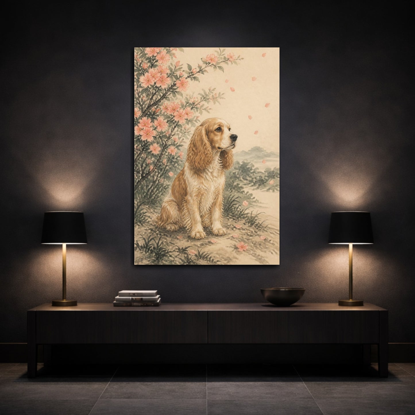 Mockup 3. Pet Cocker Spaniel Portrait shown as canvas print