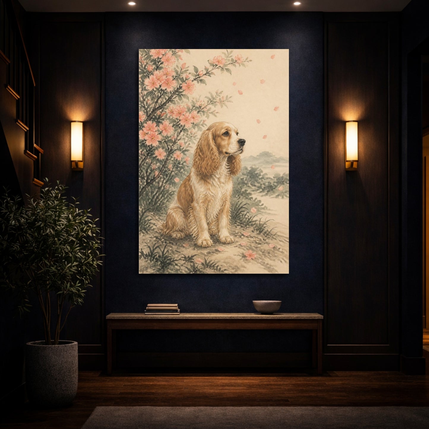 Mockup 4. Pet Cocker Spaniel Portrait shown as canvas print