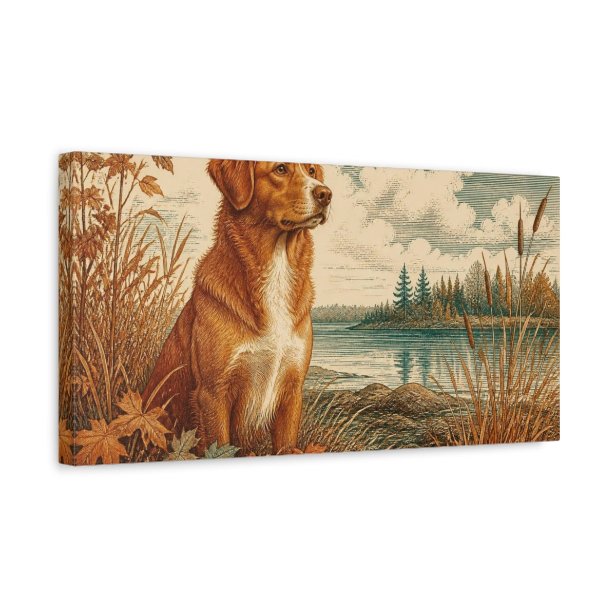 Side Mockup 3. Pet Dog By Lake shown as canvas print