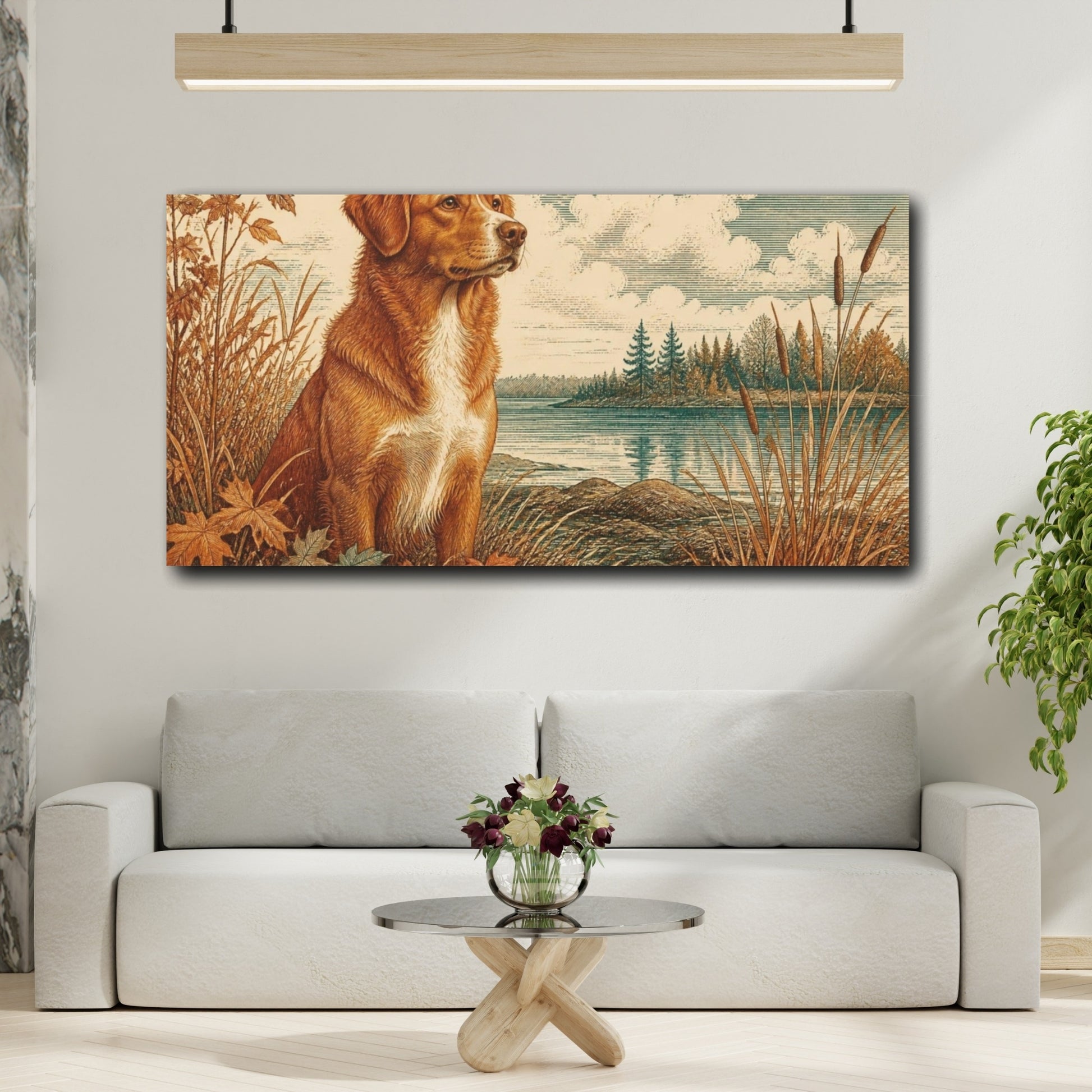 Mockup 2. Pet Dog By Lake shown as canvas print