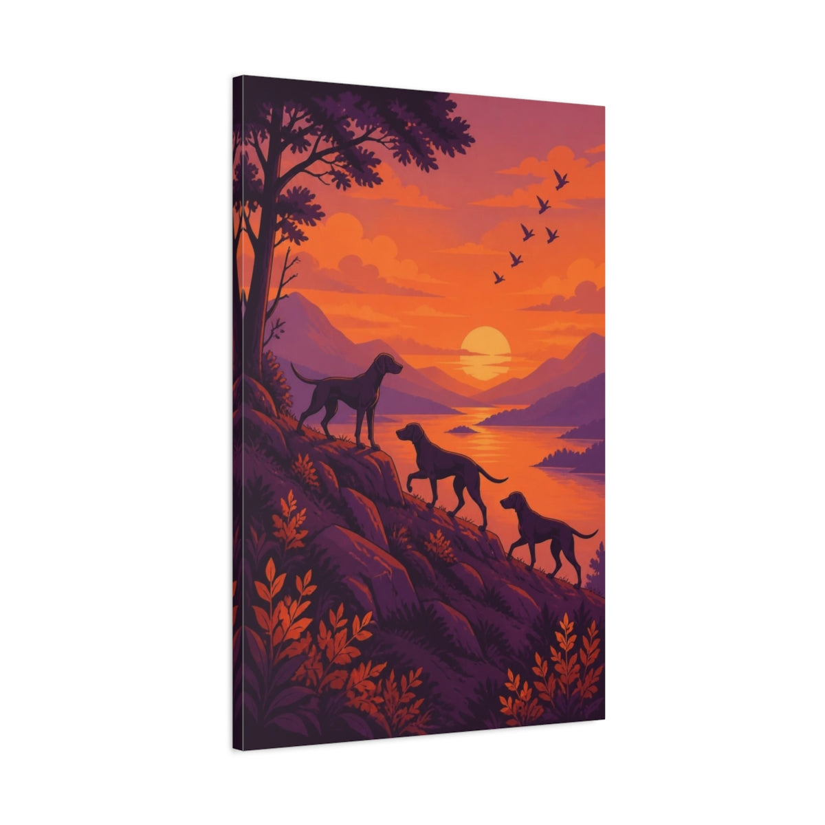 Main Mockup. Pet Hounds At Sunset shown as canvas print