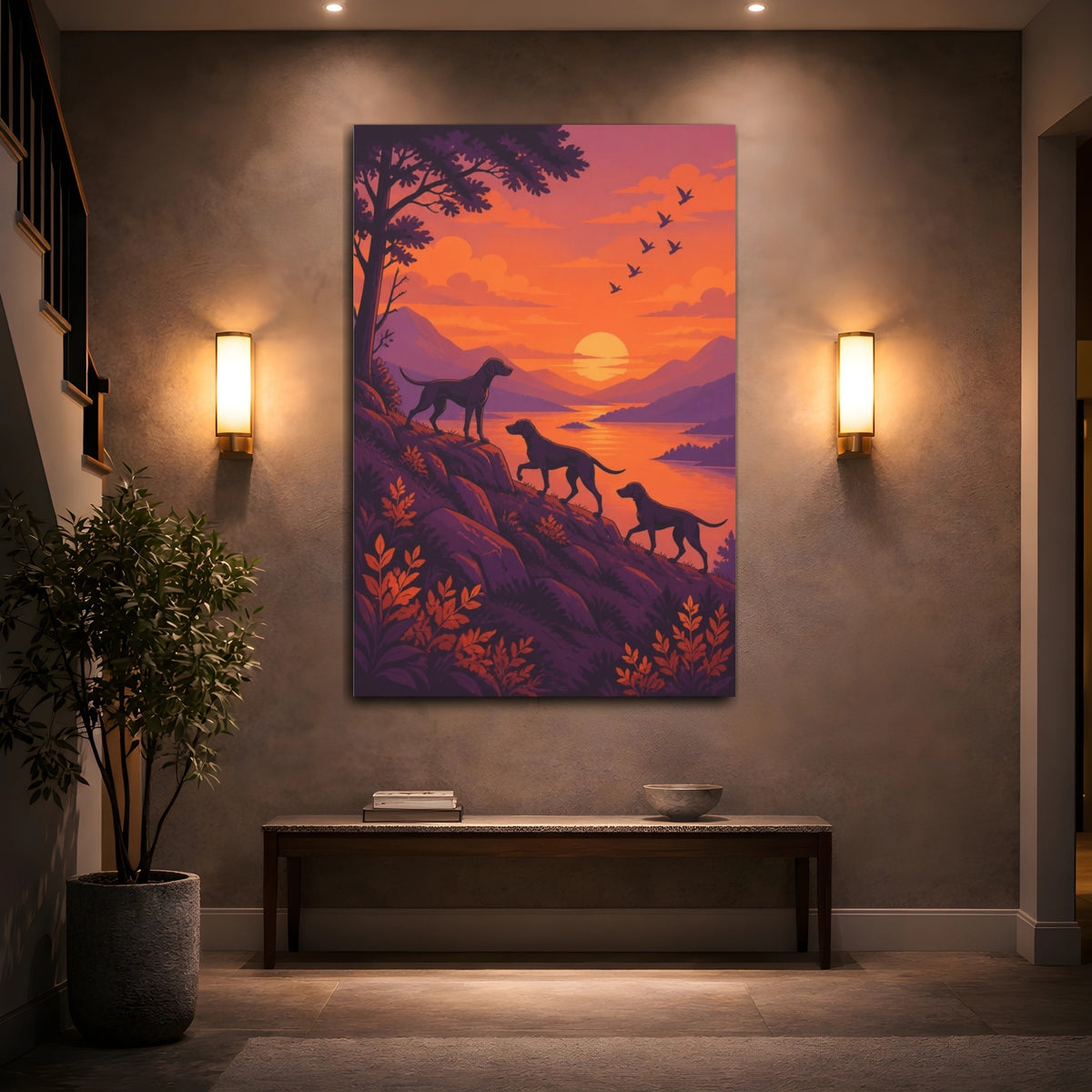 Mockup 2. Pet Hounds At Sunset shown as canvas print